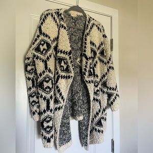 Fuzzy Aztec print cardigan